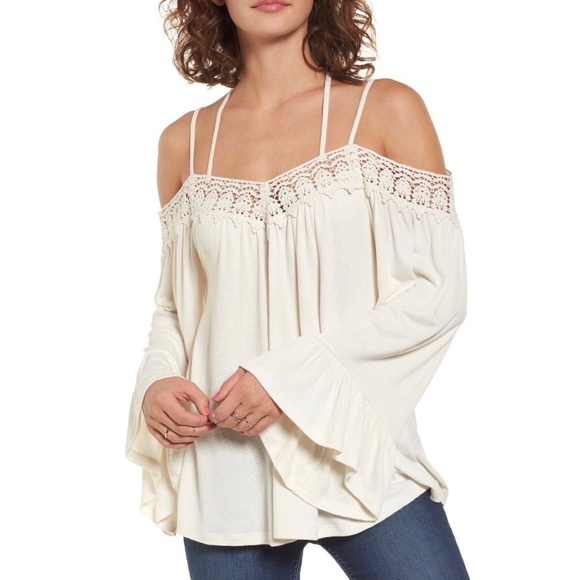 Sun & Shadow Tops - Sun & Shadow Crochet Trim Off the Shoulder Top